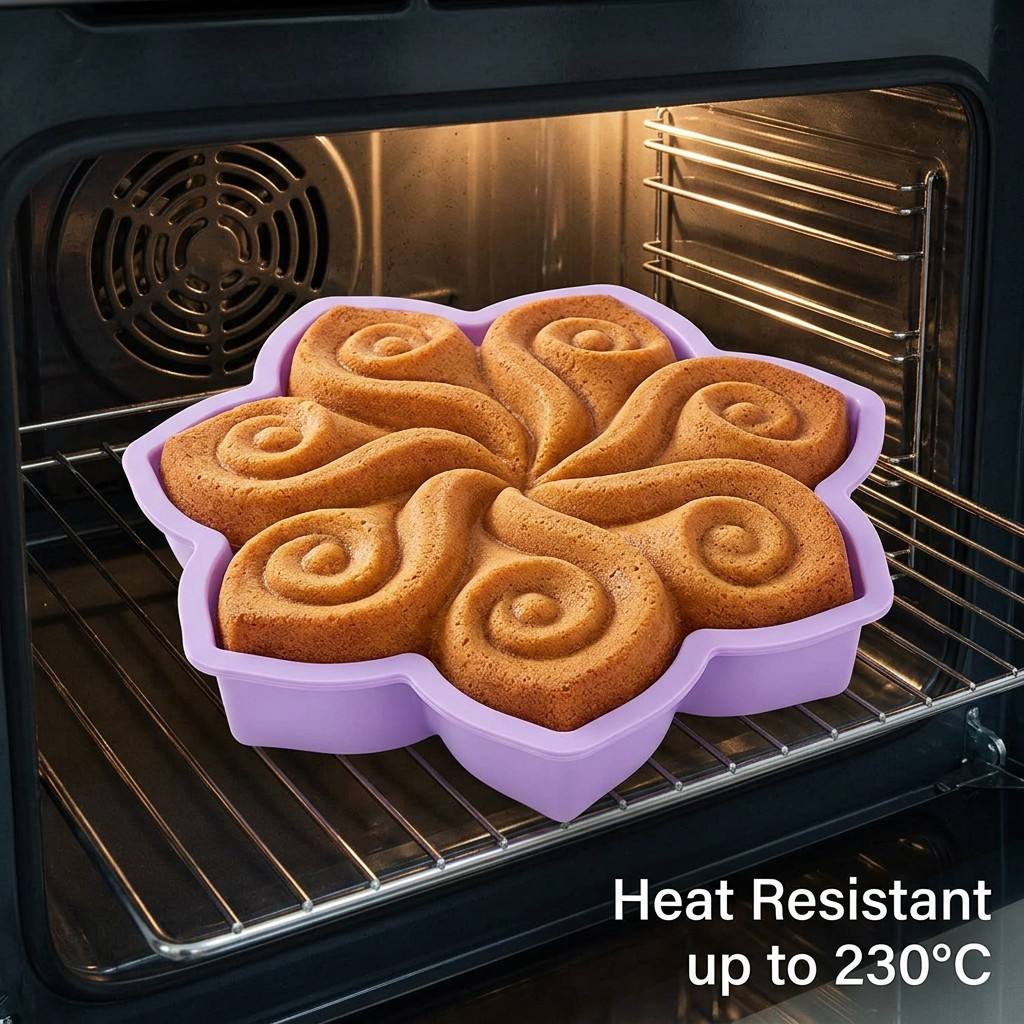大きな花の形をしたシリコンケーキ型、スパイラルスワールベーキ - Kitchen Appliances For Baking のレビューと価格