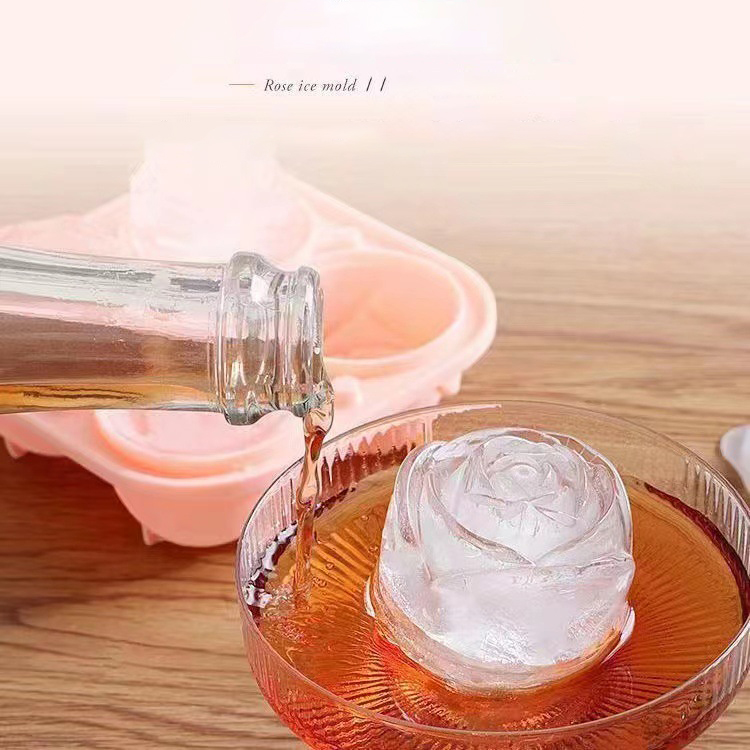 3D ローズアイスモールド 4 穴アイスキューブトレイ型花の - Kitchen Appliances Holder のレビューと価格