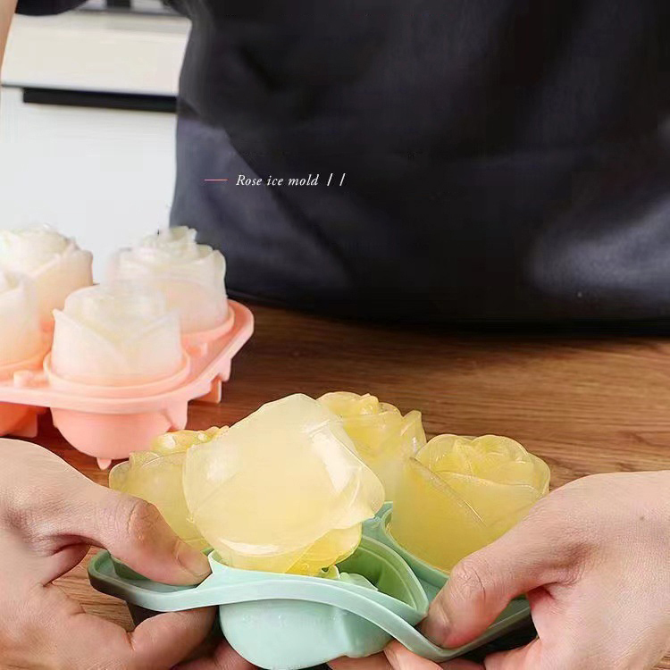 3D ローズアイスモールド 4 穴アイスキューブトレイ型花の - Kitchen Appliances Holder のレビューと価格